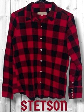 🌺STETSON BUFFALO PLAID BUTTON DOWN FLANNEL SHIRT